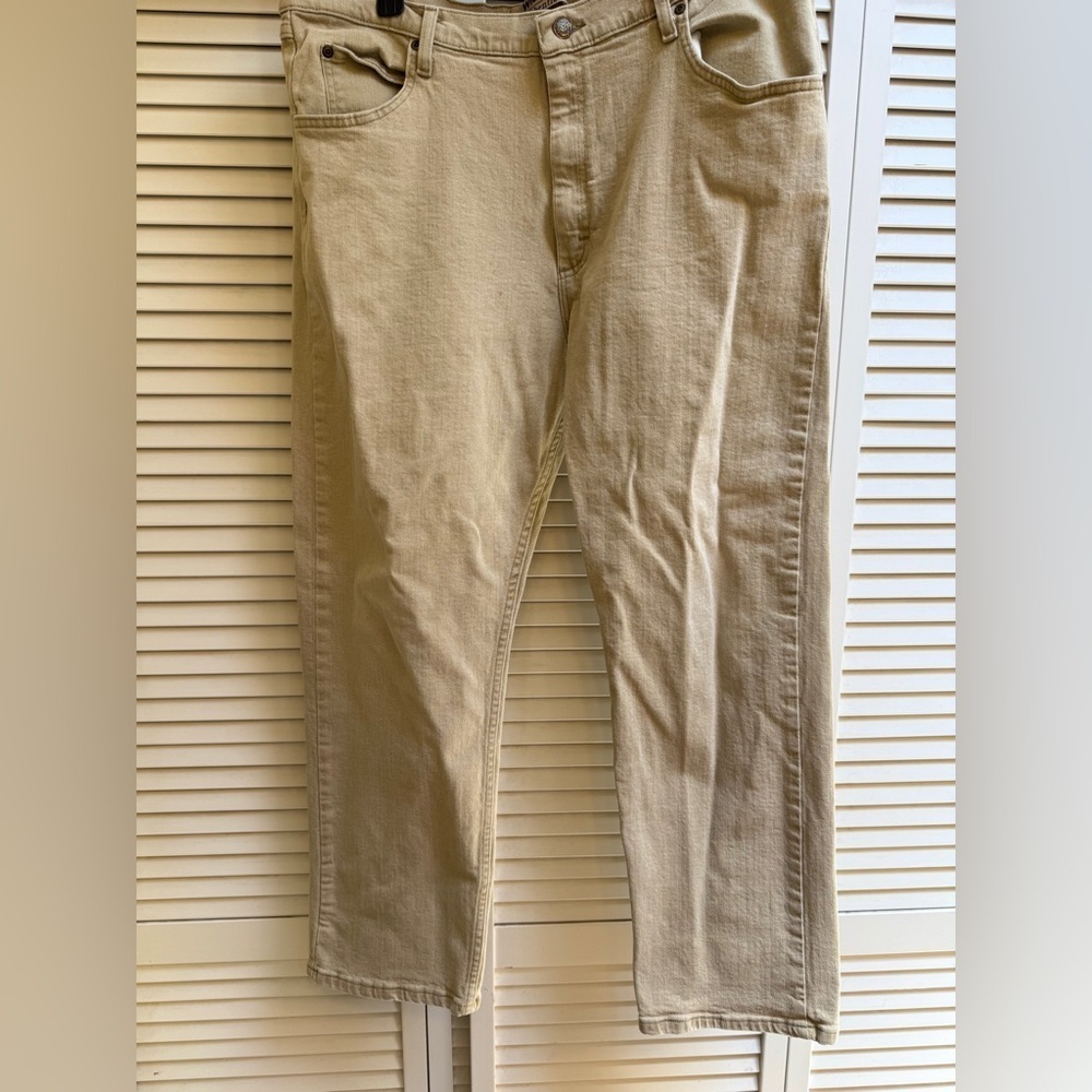 Wrangler Tan Straight Fit Jeans Lightweight Denim Men’s Sz 38x30